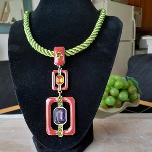 Heidi Daus Thoroughly Modern Enhancer Pendant on Cord-Multi-Color